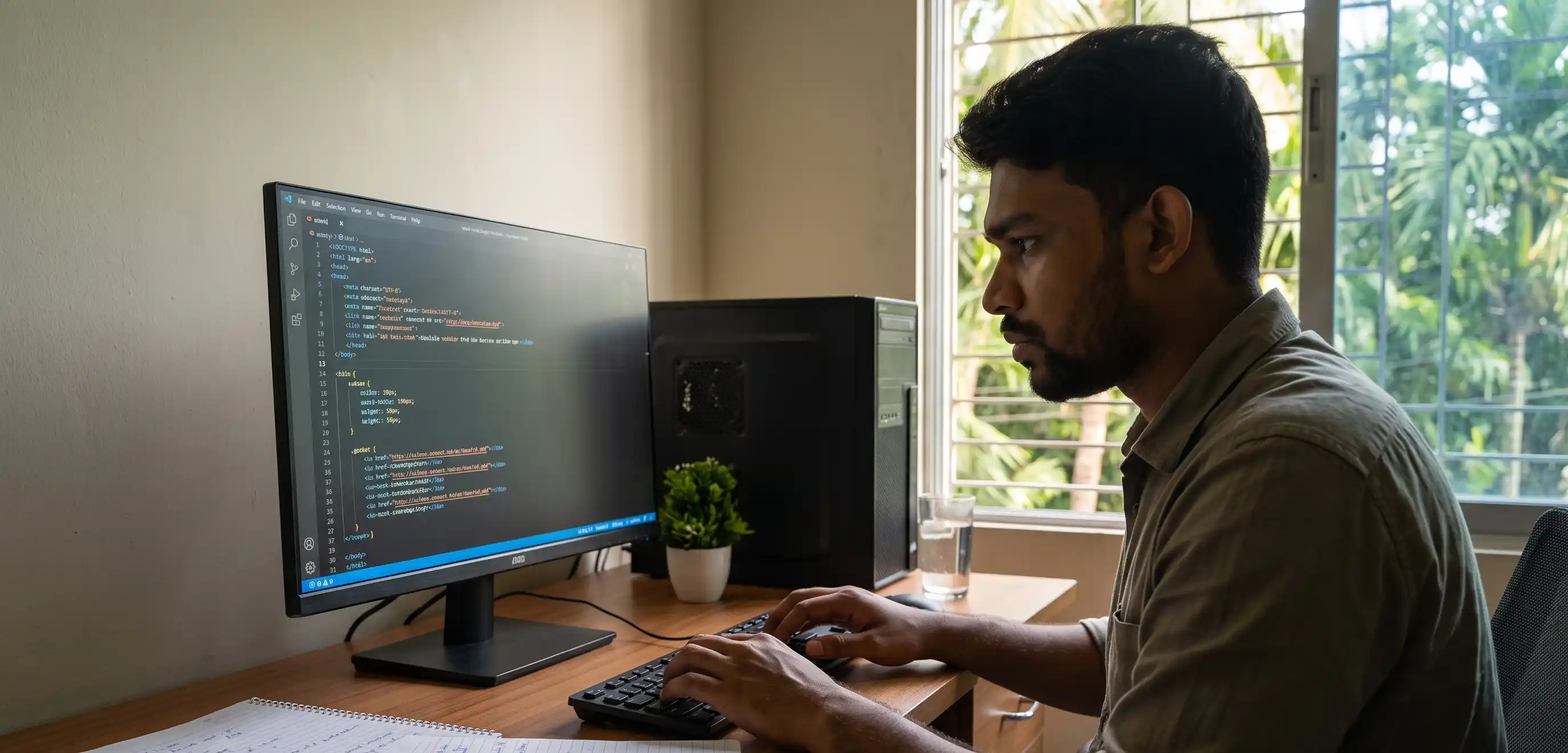 Nazmul Hawlader working at the engineering workstation